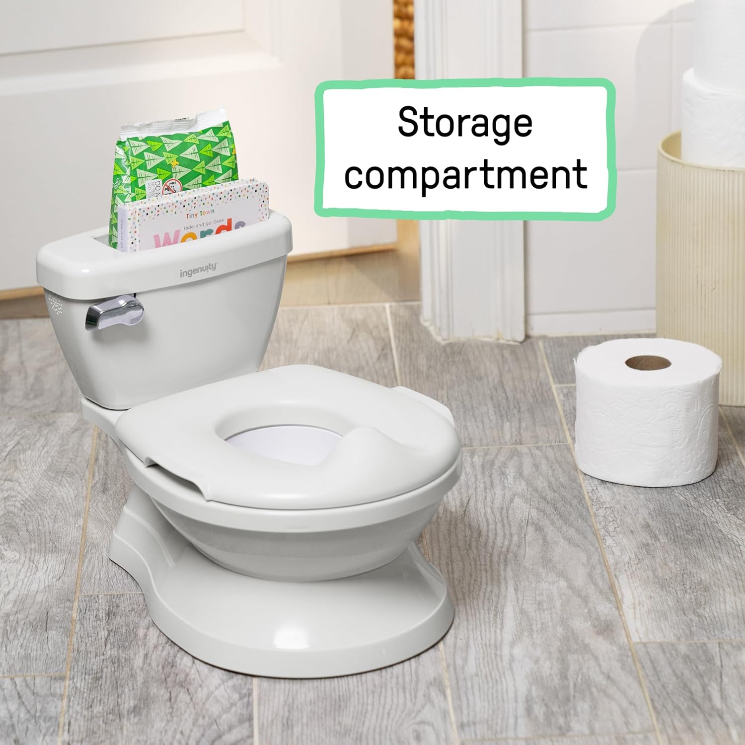 Summer Infant My Size Potty white realistic training seat with storage compartment