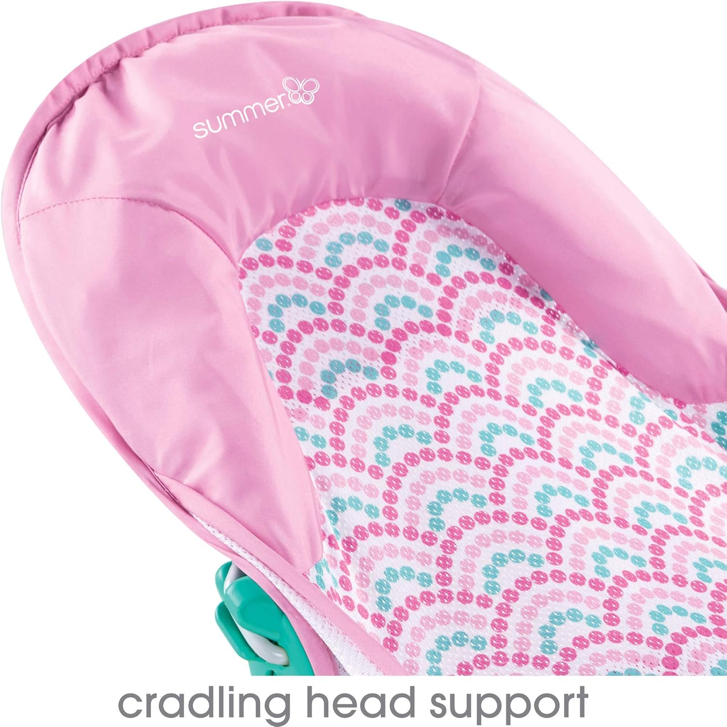 Summer Infant Deluxe Baby Bather pink with patterned infant support seat