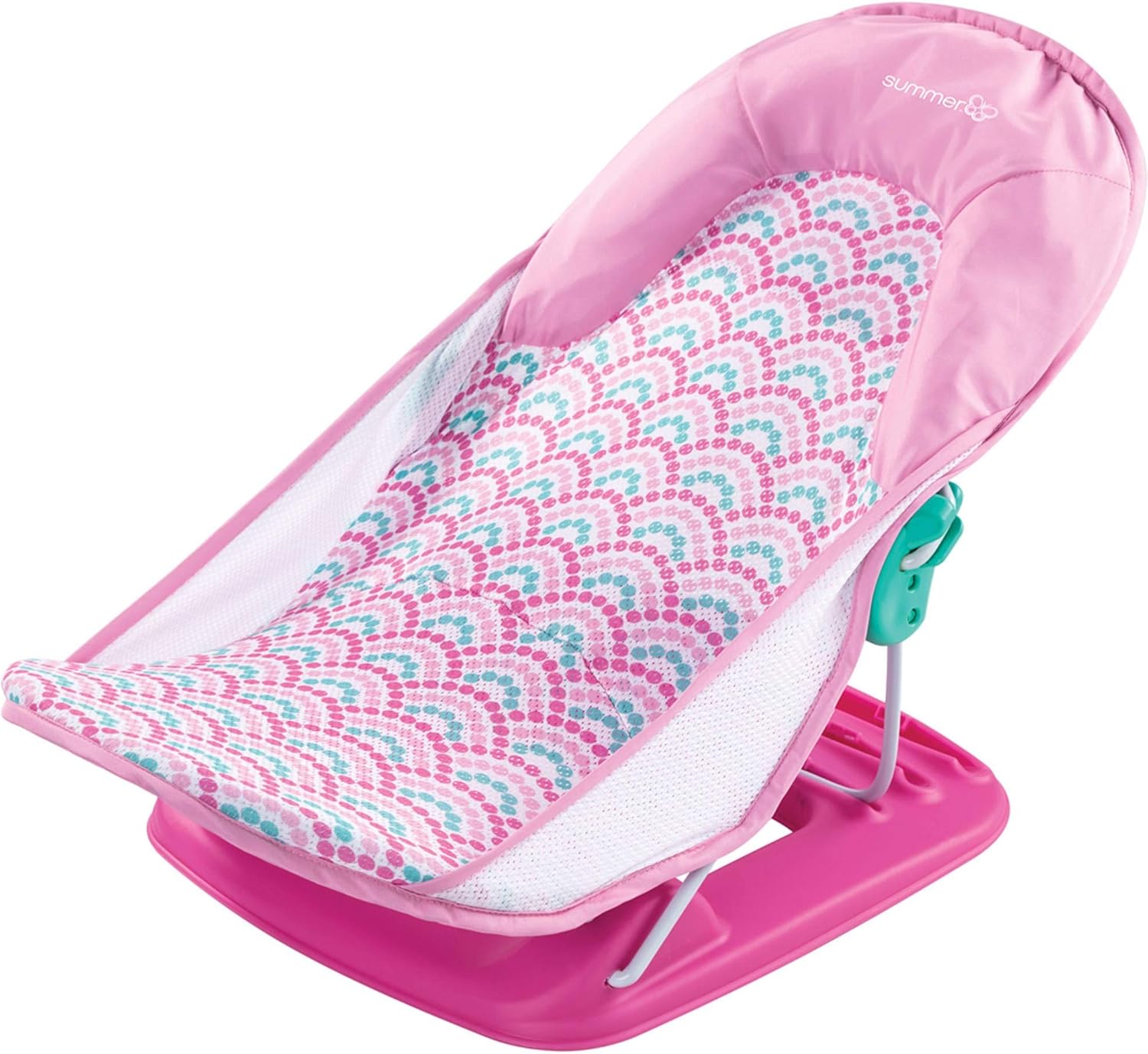 Summer Infant Deluxe Baby Bather in pink with patterned support insert