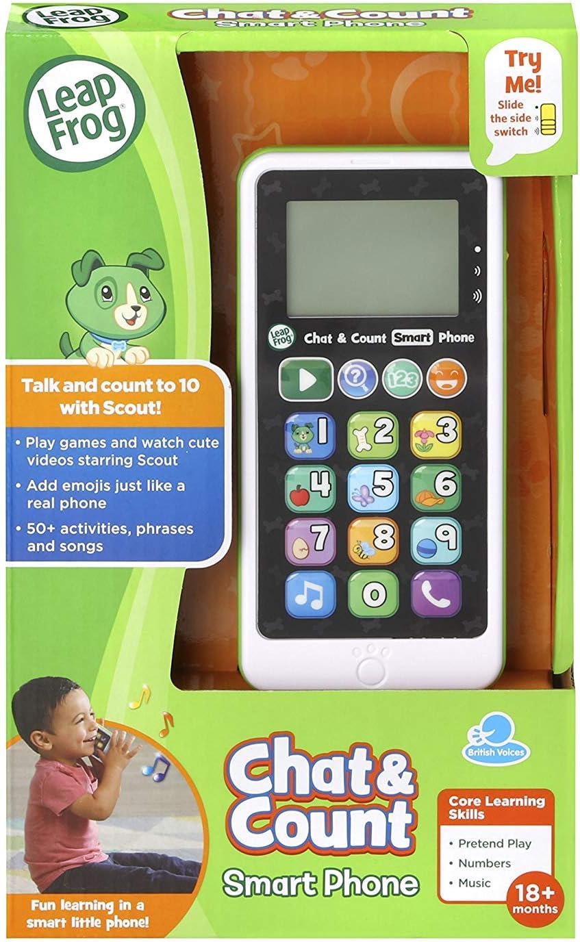 Leapfrog Chat and Count Smart Phone Scout black and white interactive toy phone