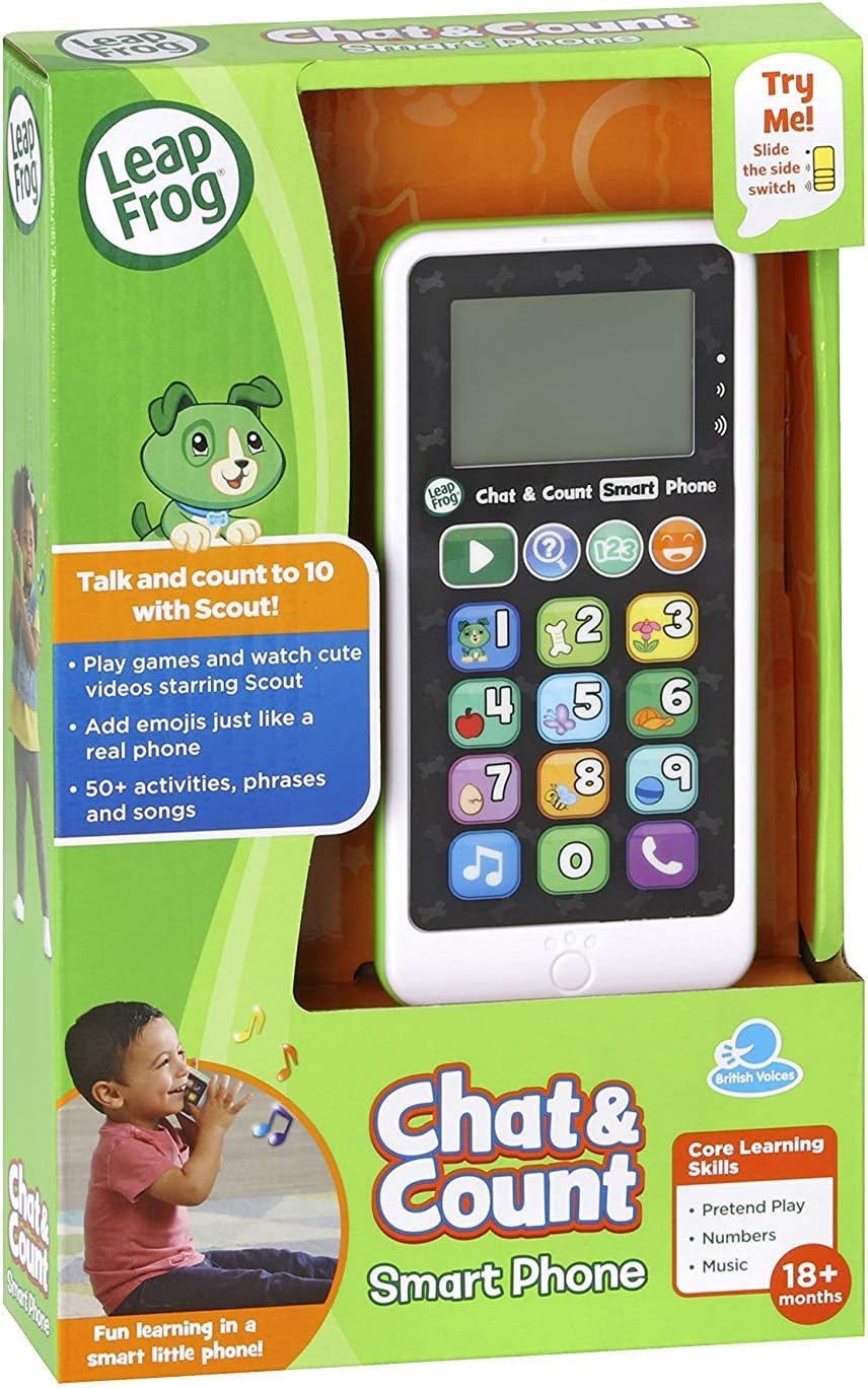 LeapFrog Chat and Count Smart Phone Scout black and white interactive toy phone