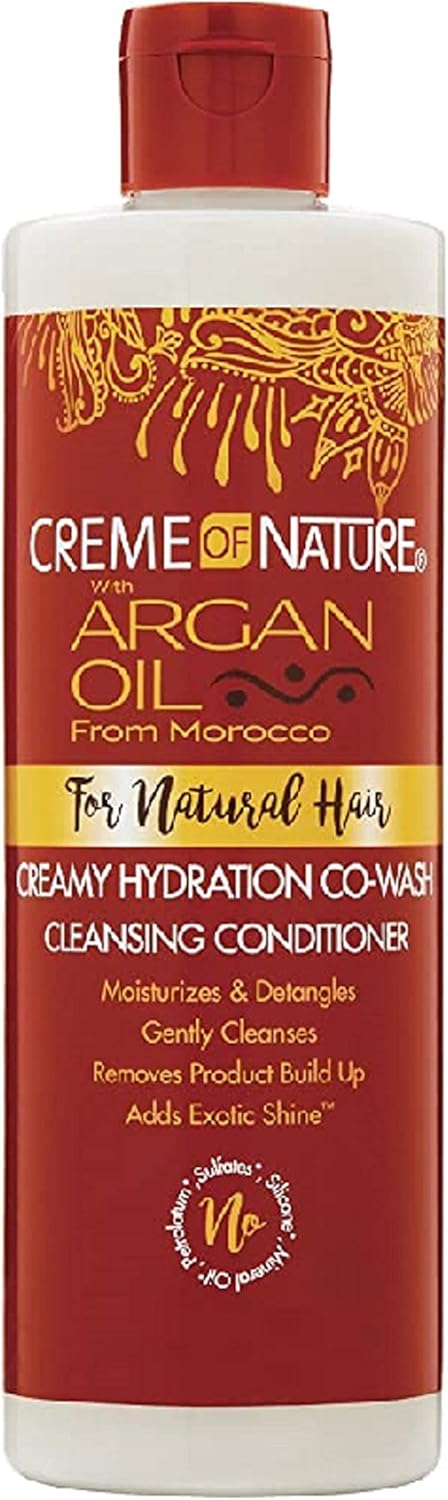 Creme of Nature Argan Oil co-wash cleansing conditioner bottle with red cap
