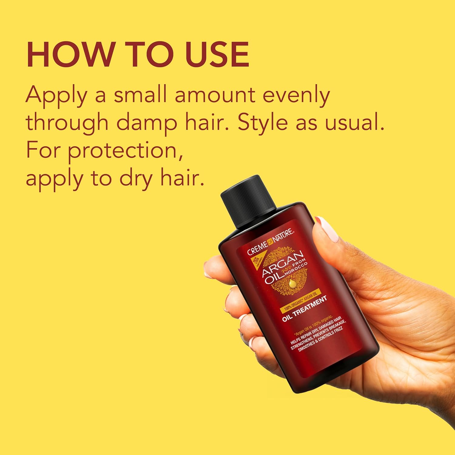 Creme of Nature Argan Oil Treatment 3 oz dark red bottle with black cap