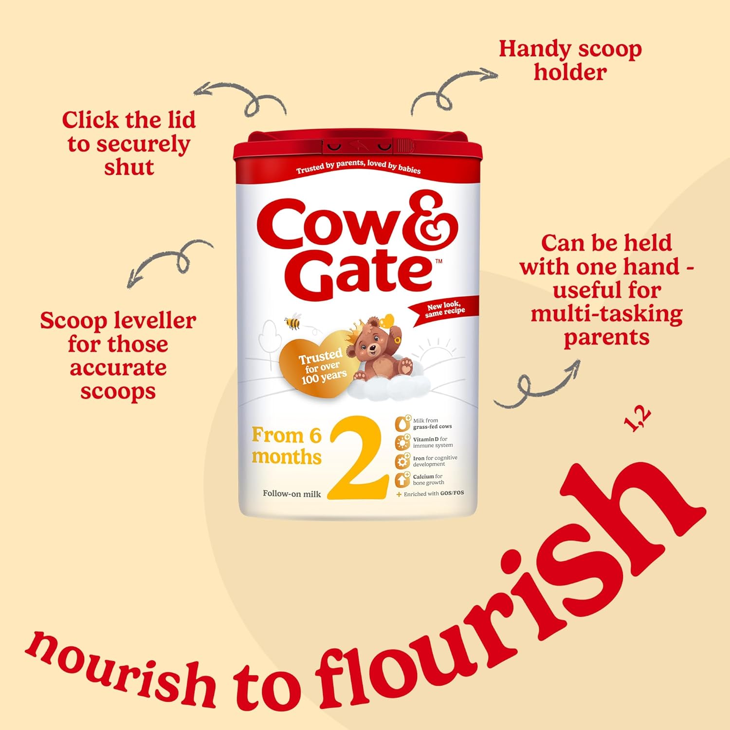 Cow & Gate 2 Follow On Baby Milk Powder Formula, 800g tin, 6-12 months