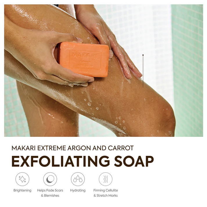 Makari Extreme orange exfoliating soap bar with argan and carrot oil, 200g