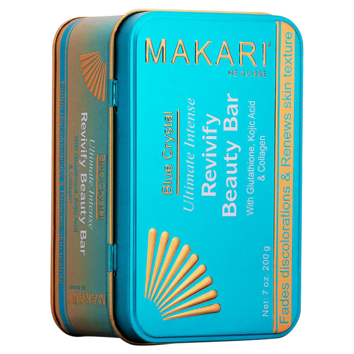 Makari Blue Crystal Revivify multi-function beauty bar soap 200g tin with glycerine and collagen