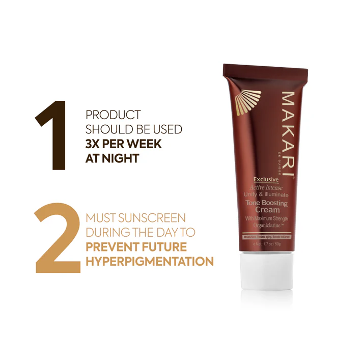 Makari Exclusive Tone Boosting Face Cream 50ml burgundy tube with white base