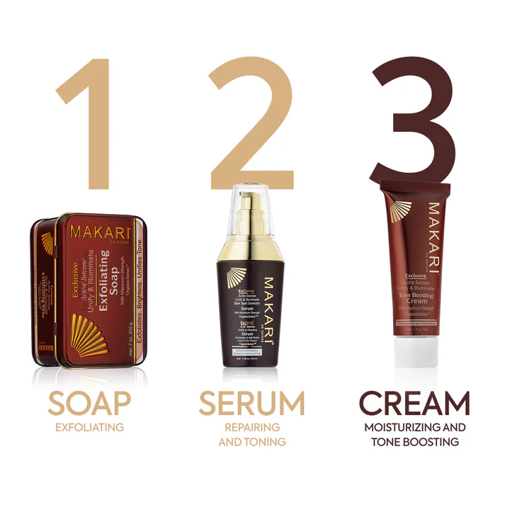 Makari Exclusive Tone Boosting Face Cream 50ml dark burgundy tube with gold cap