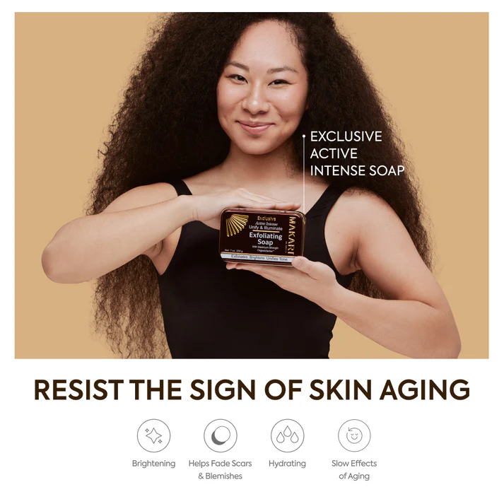 Makari Exclusive Active Intense exfoliating soap bar with gold packaging