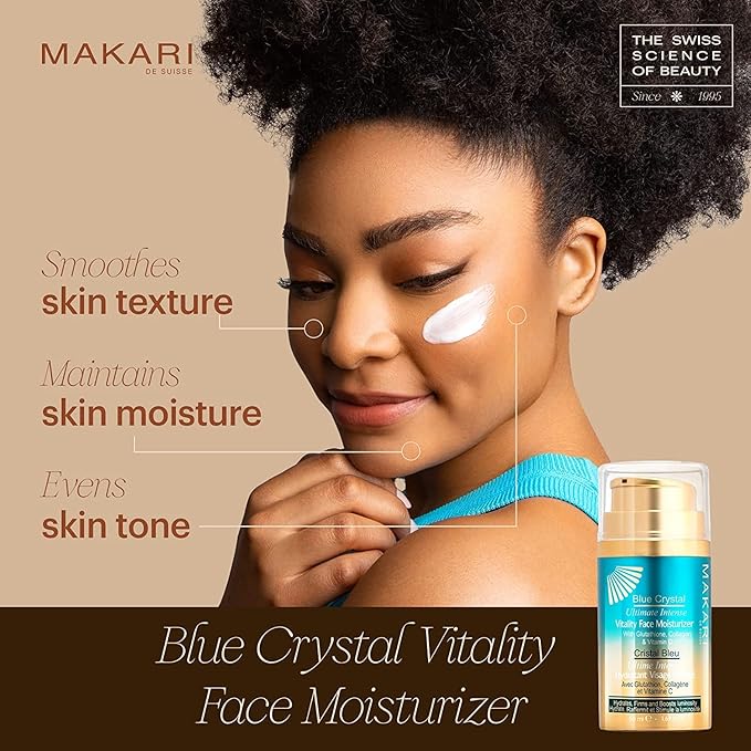 Makari Blue Crystal Vitality face moisturiser 50ml pump bottle