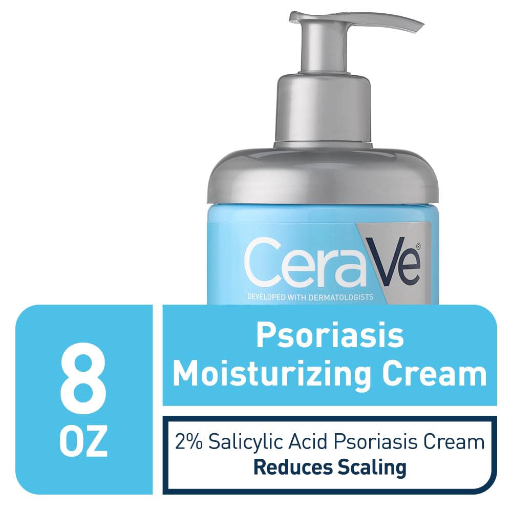 CeraVe Psoriasis Moisturising Cream with 2% Salicylic Acid, 8 oz pump bottle