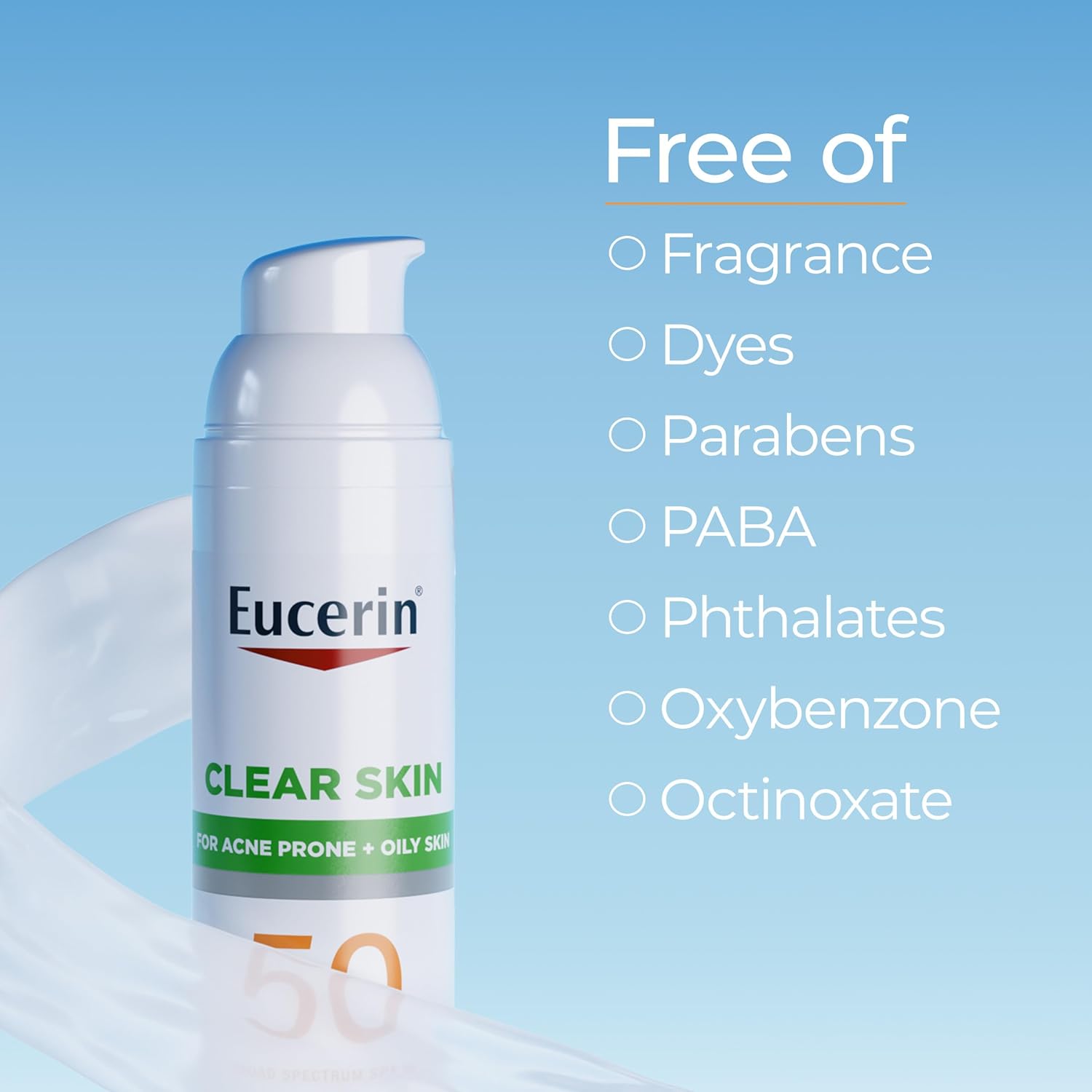 Eucerin Clear Skin SPF 50 face sunscreen lotion for acne-prone oily skin