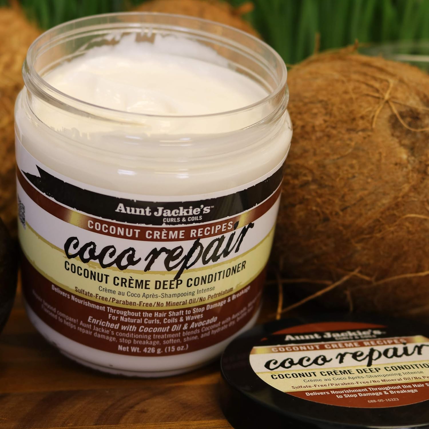 Aunt Jackie's Coconut Creme Coco Repair deep conditioner jar 15oz 426g
