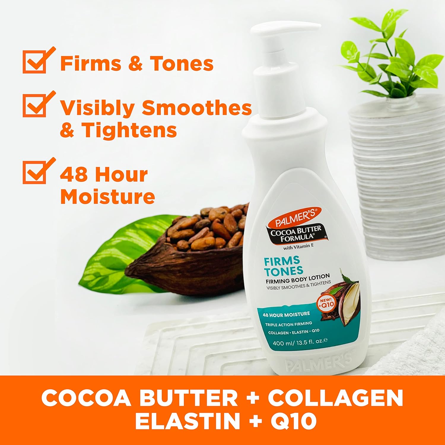 Palmer's Cocoa Butter Formula Firming Body Lotion 400ml white pump bottle with label
