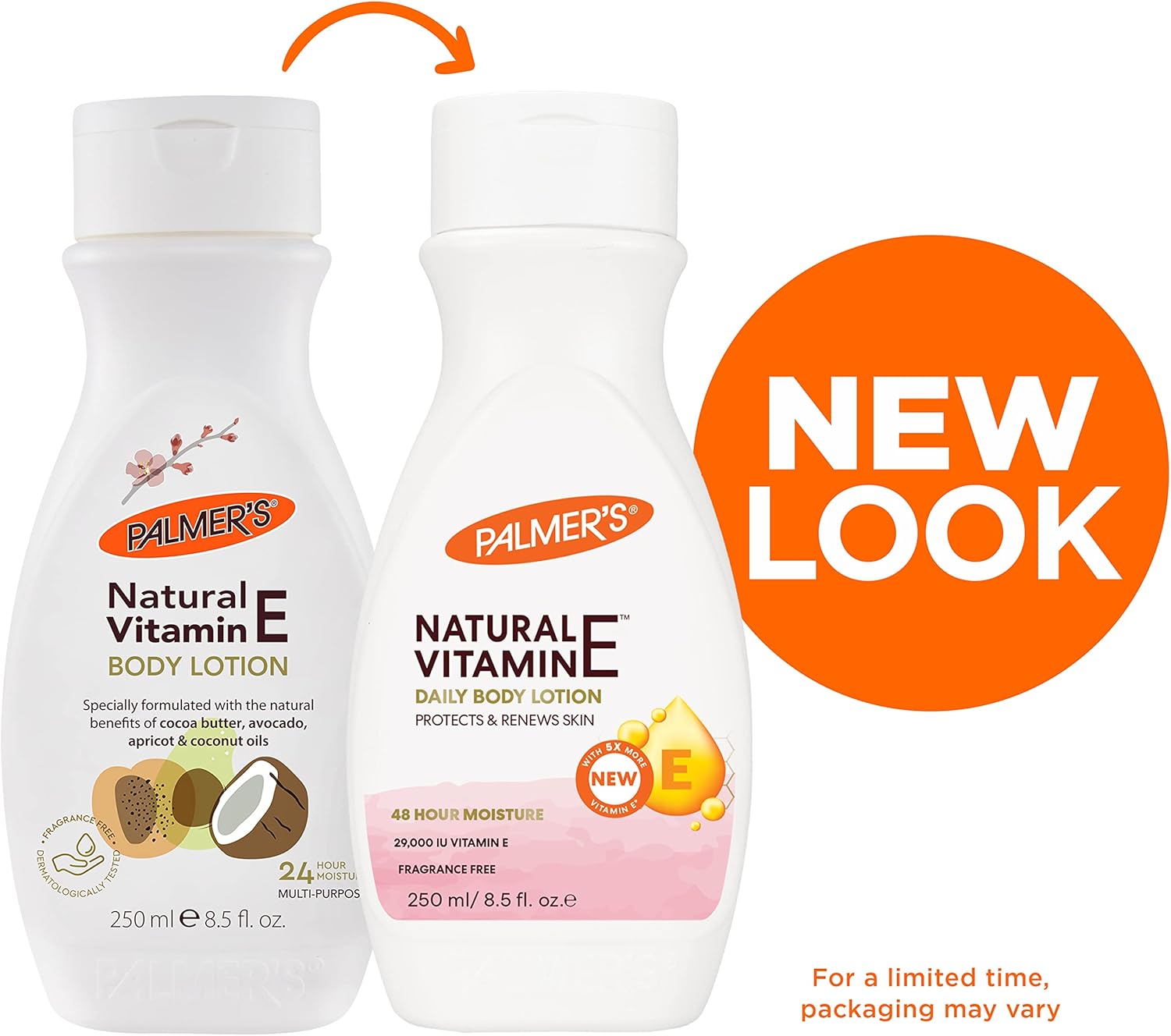Palmer's Natural Vitamin E Body Lotion 250 ml white bottle with pink label