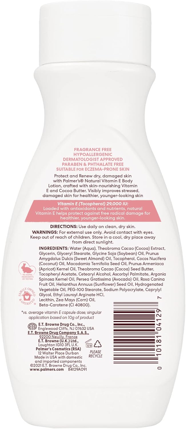 Palmer's Natural Vitamin E Body Lotion 250 ml white bottle with pink label