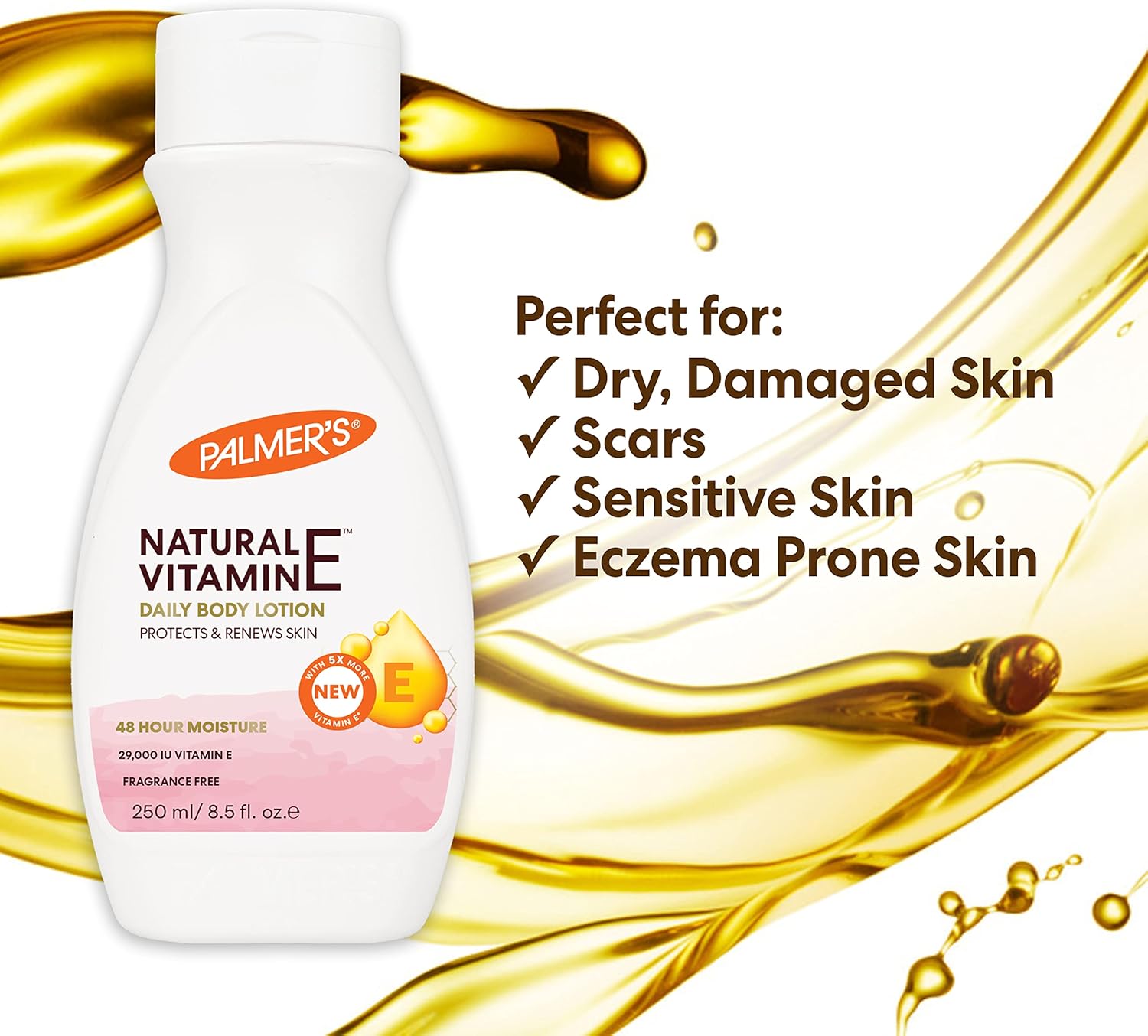 Palmer's Natural Vitamin E Daily Body Lotion 250 ml white pump bottle