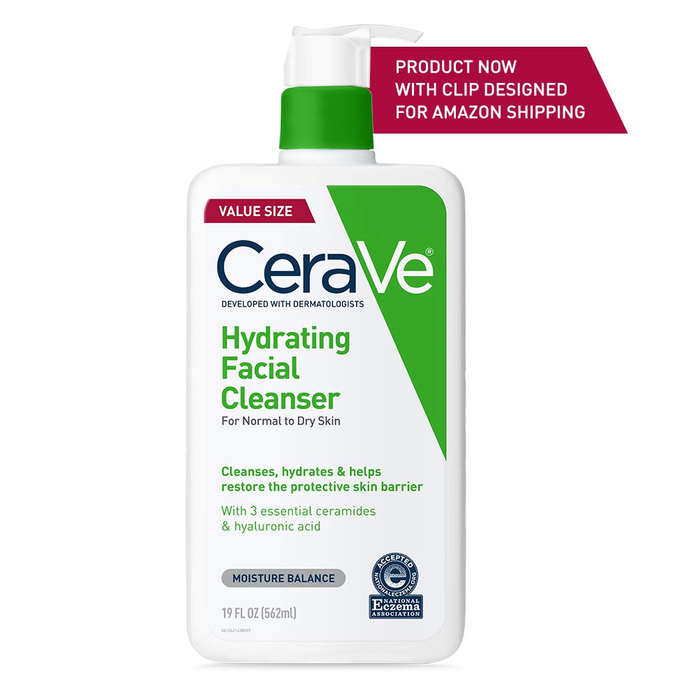 CeraVe Hydrating Facial Cleanser 355ml white pump bottle with green accents