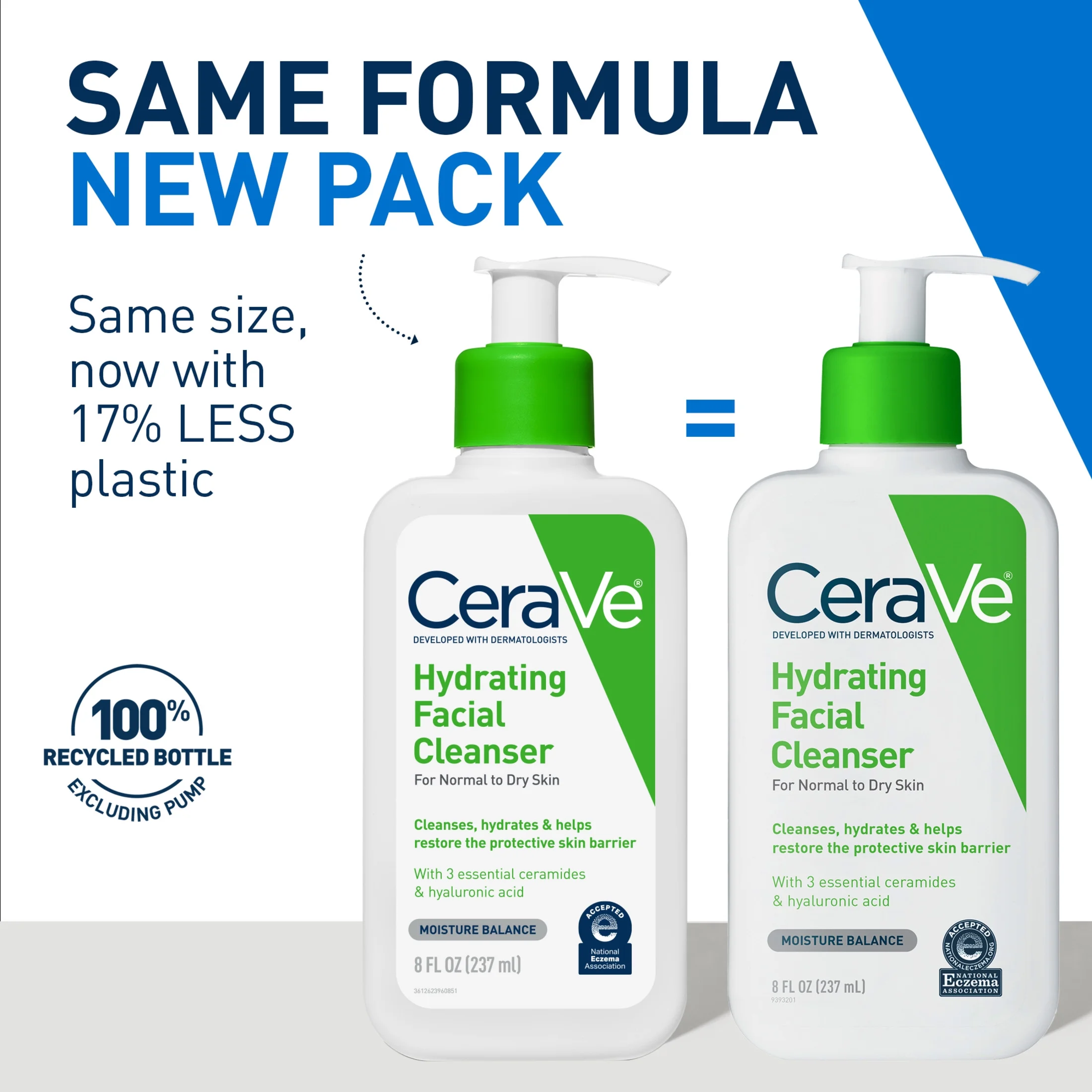 CeraVe Hydrating Facial Cleanser 8 fl oz with hyaluronic acid for normal to dry skin