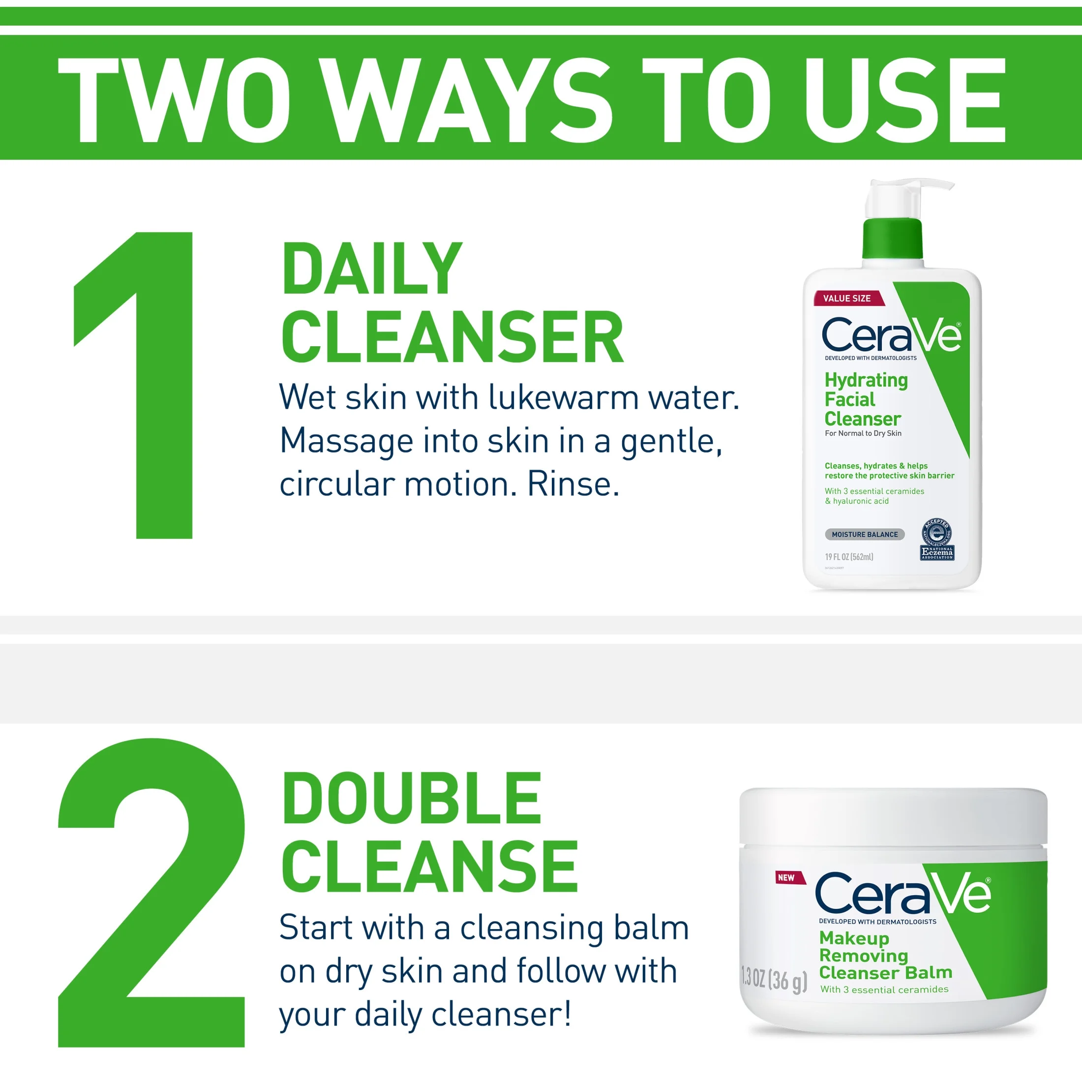 CeraVe Hydrating Facial Cleanser 473ml pump bottle for normal to dry skin
