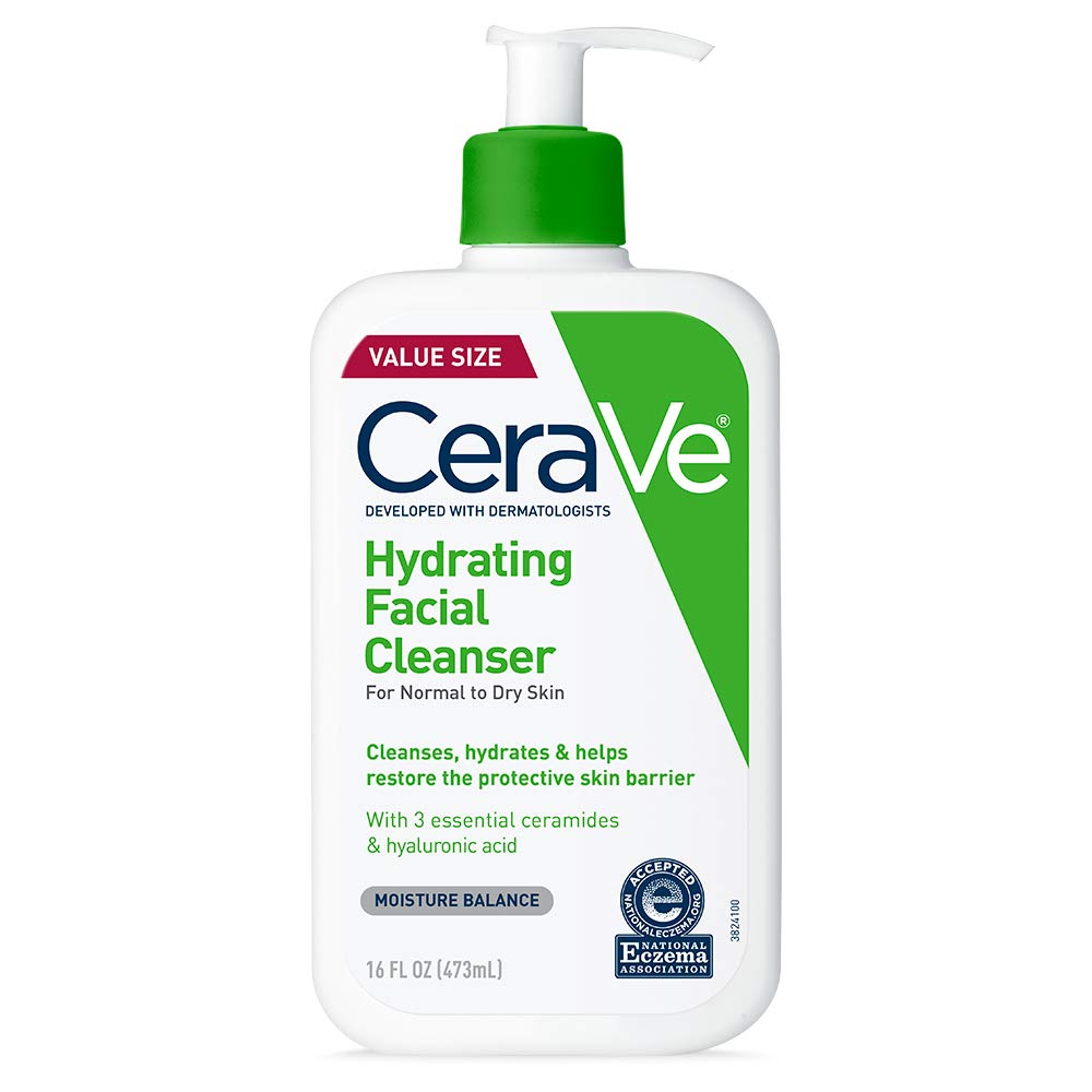 CeraVe Hydrating Facial Cleanser 236ml white and green pump bottle for normal to dry skin