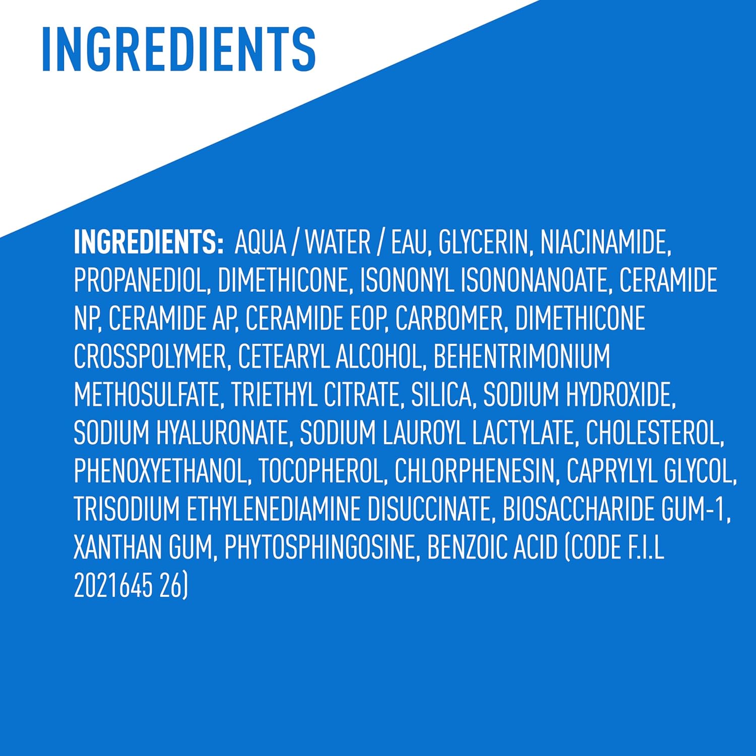 CeraVe Ultra-Light Moisturising Gel with ceramides and hyaluronic acid ingredients list