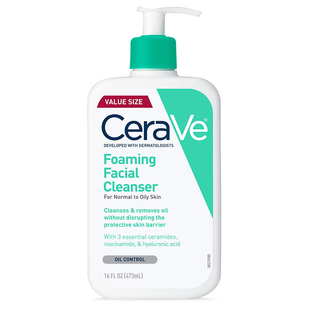 CeraVe Foaming Facial Cleanser 473ml pump bottle with turquoise cap