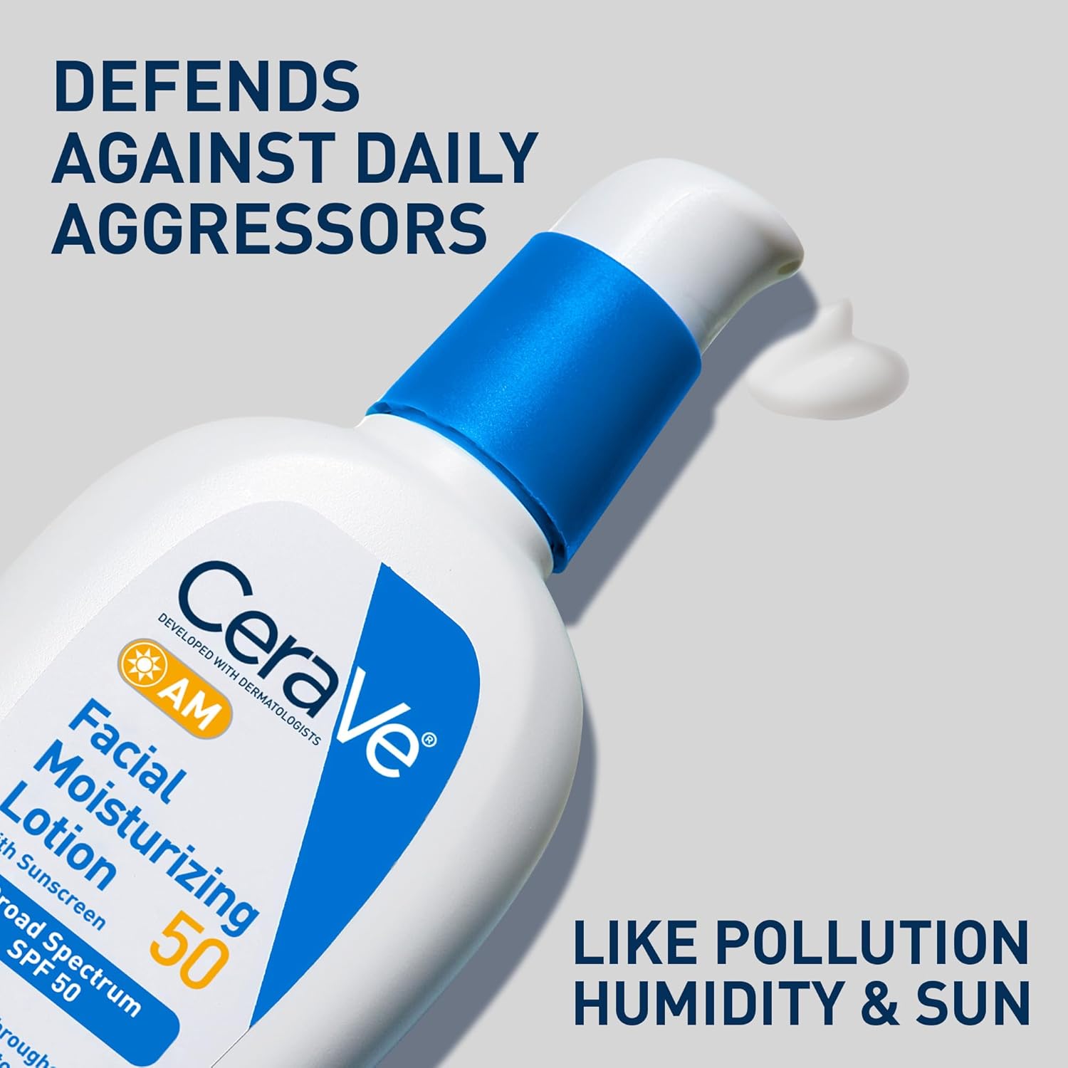 CeraVe PM Facial Moisturising Lotion Ultra Lightweight 89ml white bottle with blue pump