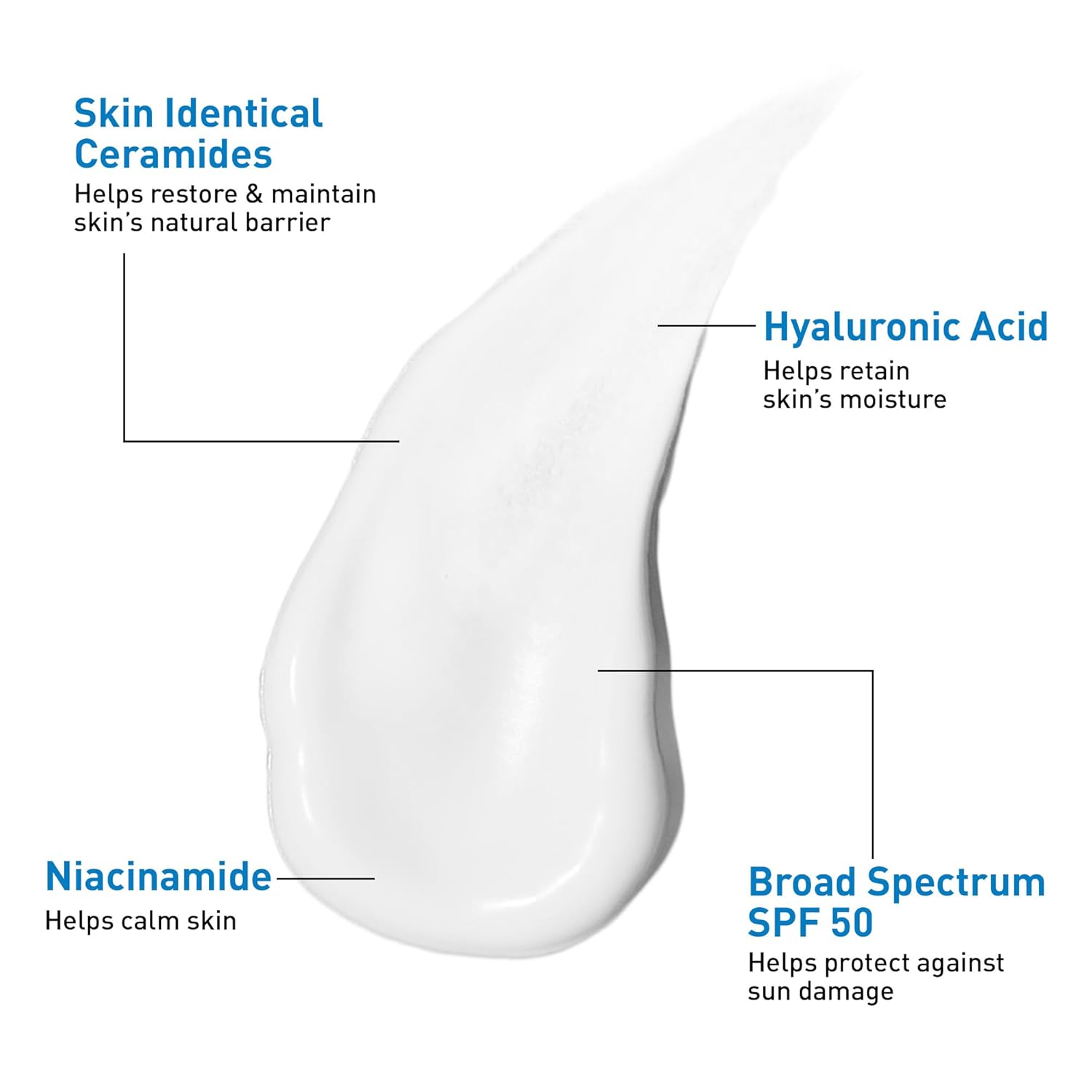 CeraVe PM Facial Moisturising Lotion Ultra Lightweight 89ml bottle with key ingredients displayed