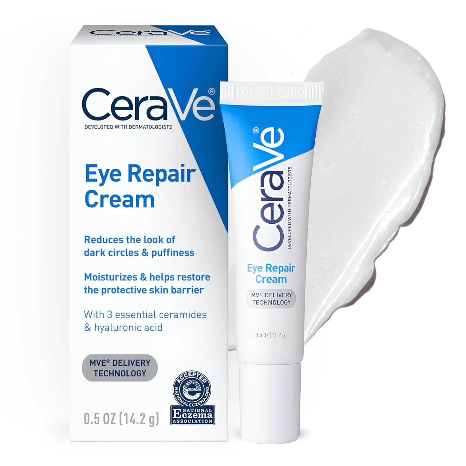 CeraVe Eye Repair Cream 0.5 oz tube with applicator and box
