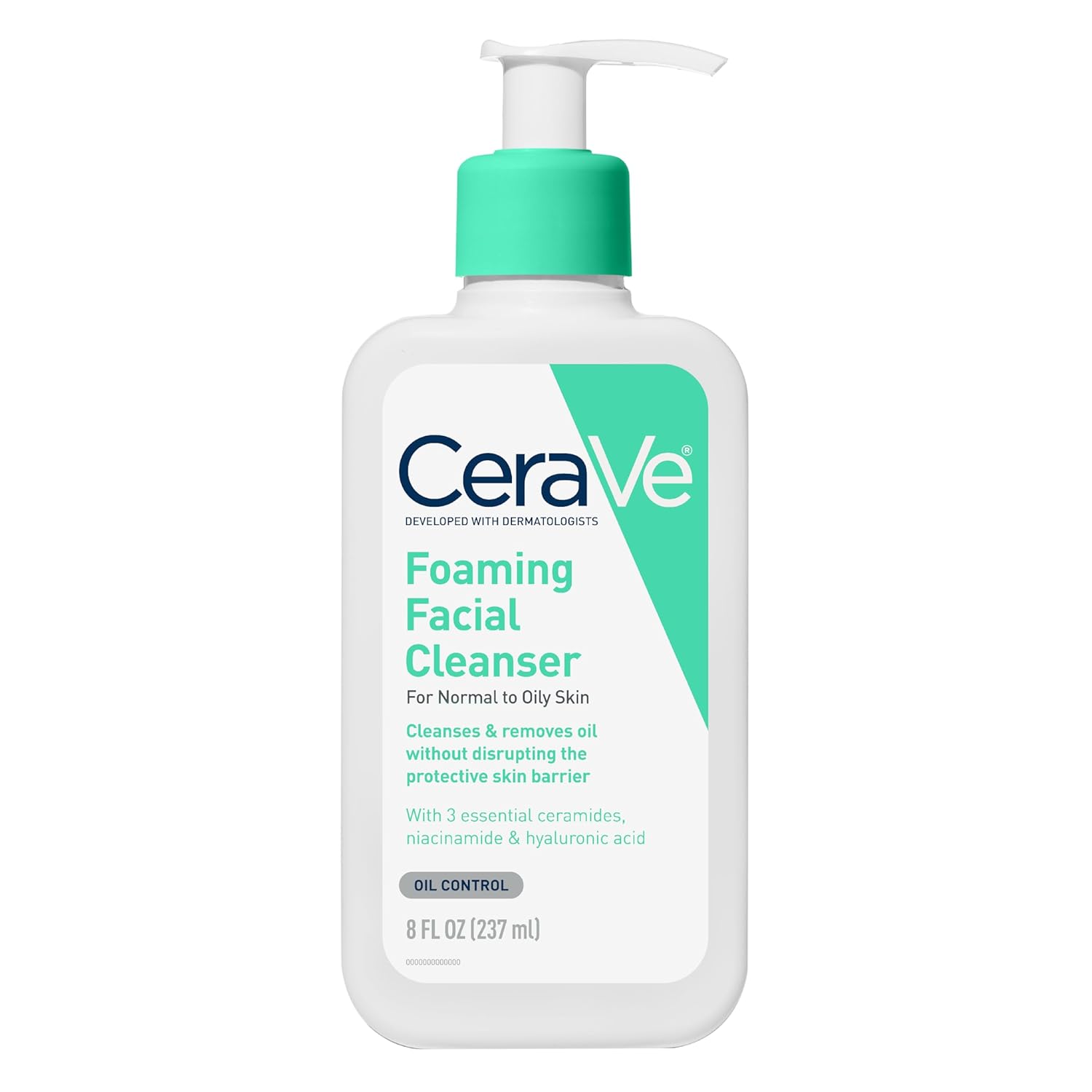 CeraVe Foaming Facial Cleanser 237 ml bottle with green and white packaging