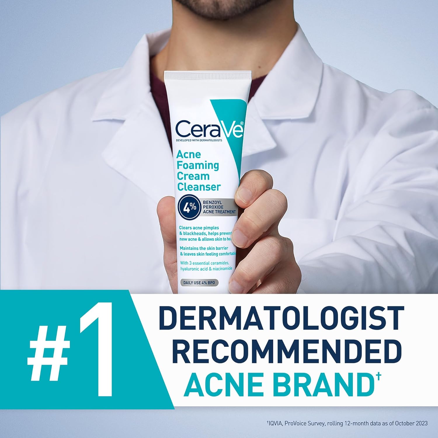 CeraVe Acne Foaming Cream Cleanser 150ml with 4% benzoyl peroxide
