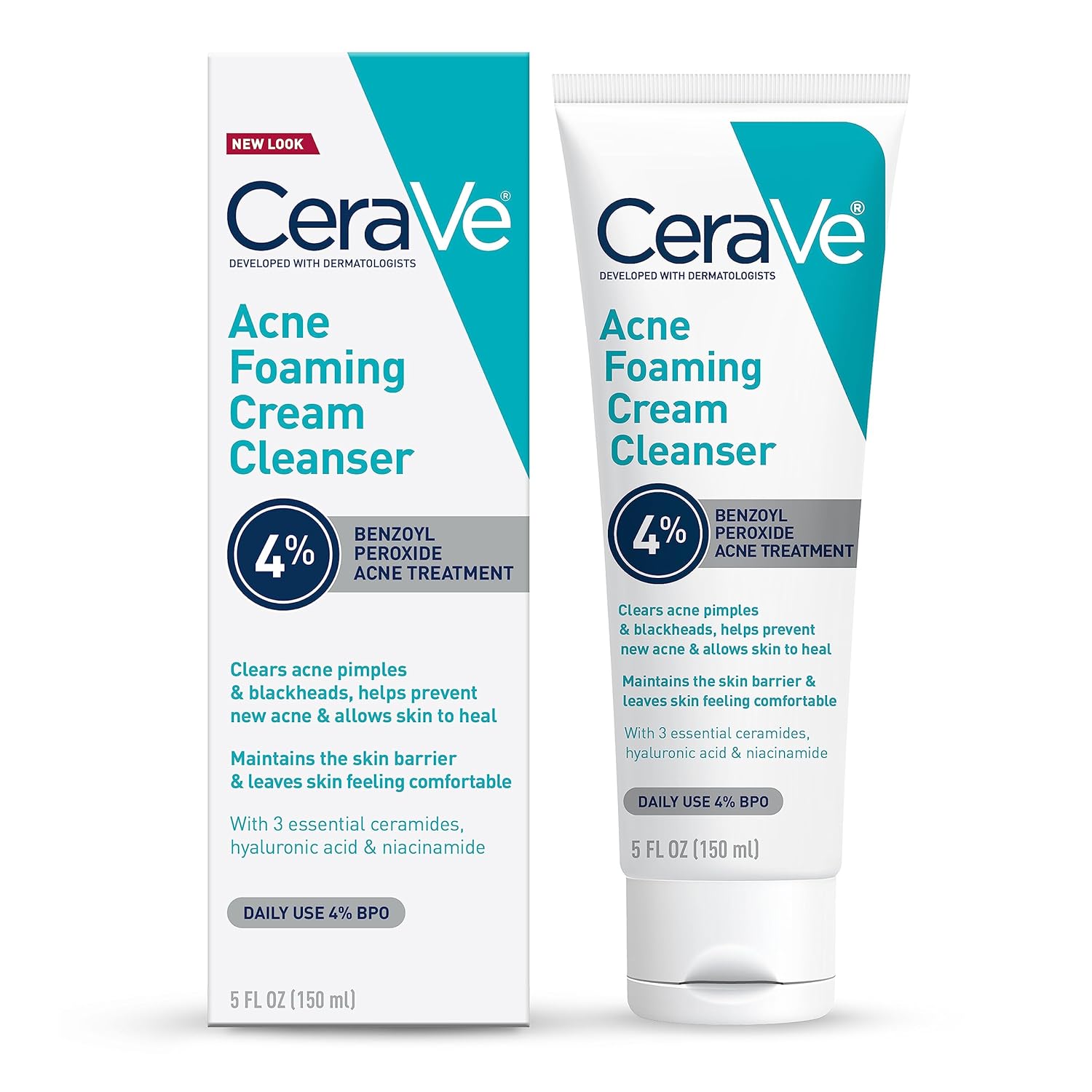 CeraVe Acne Foaming Cream Cleanser 150ml with benzoyl peroxide treatment