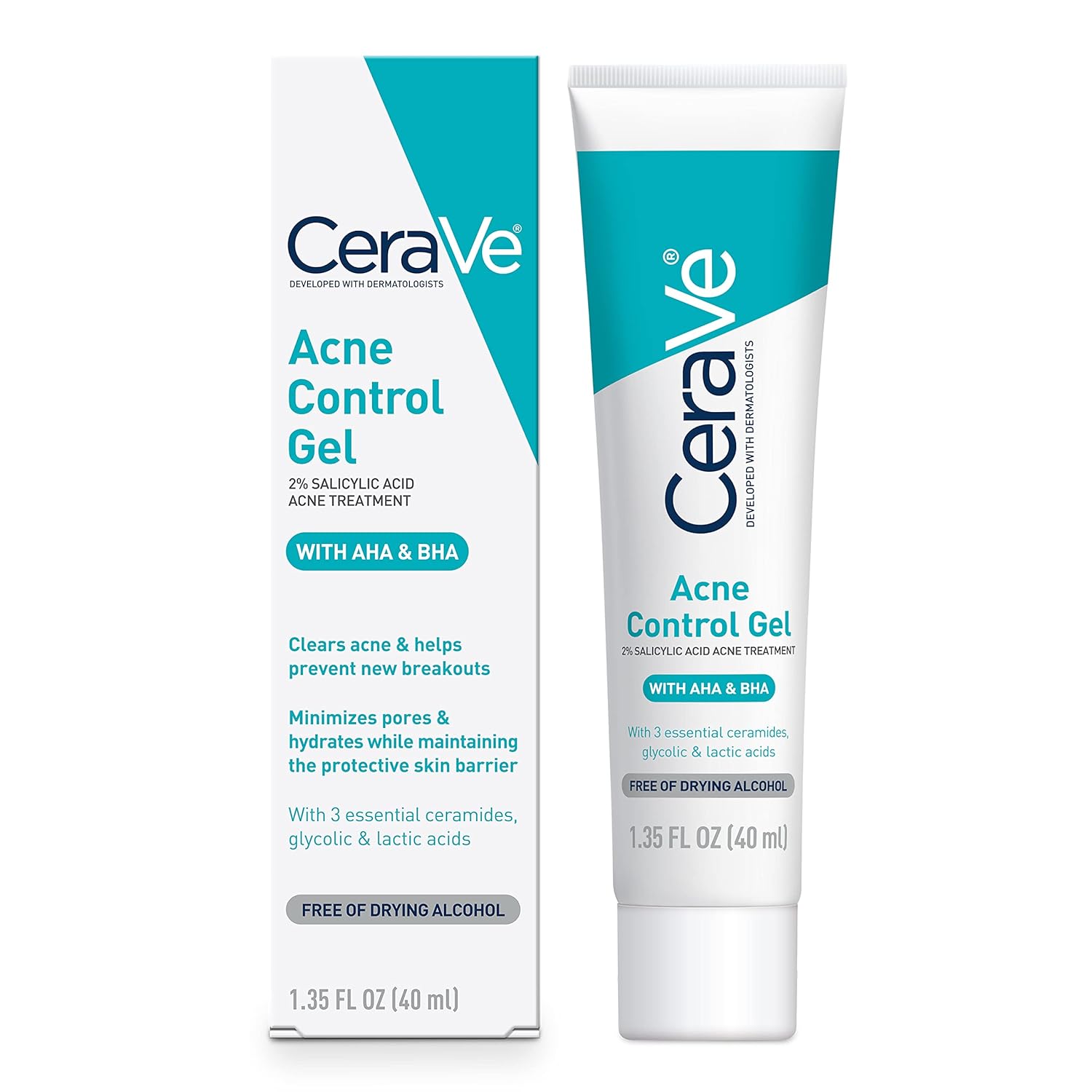 CeraVe Acne Control Gel 2% salicylic acid treatment 40 ml tube with AHA and BHA