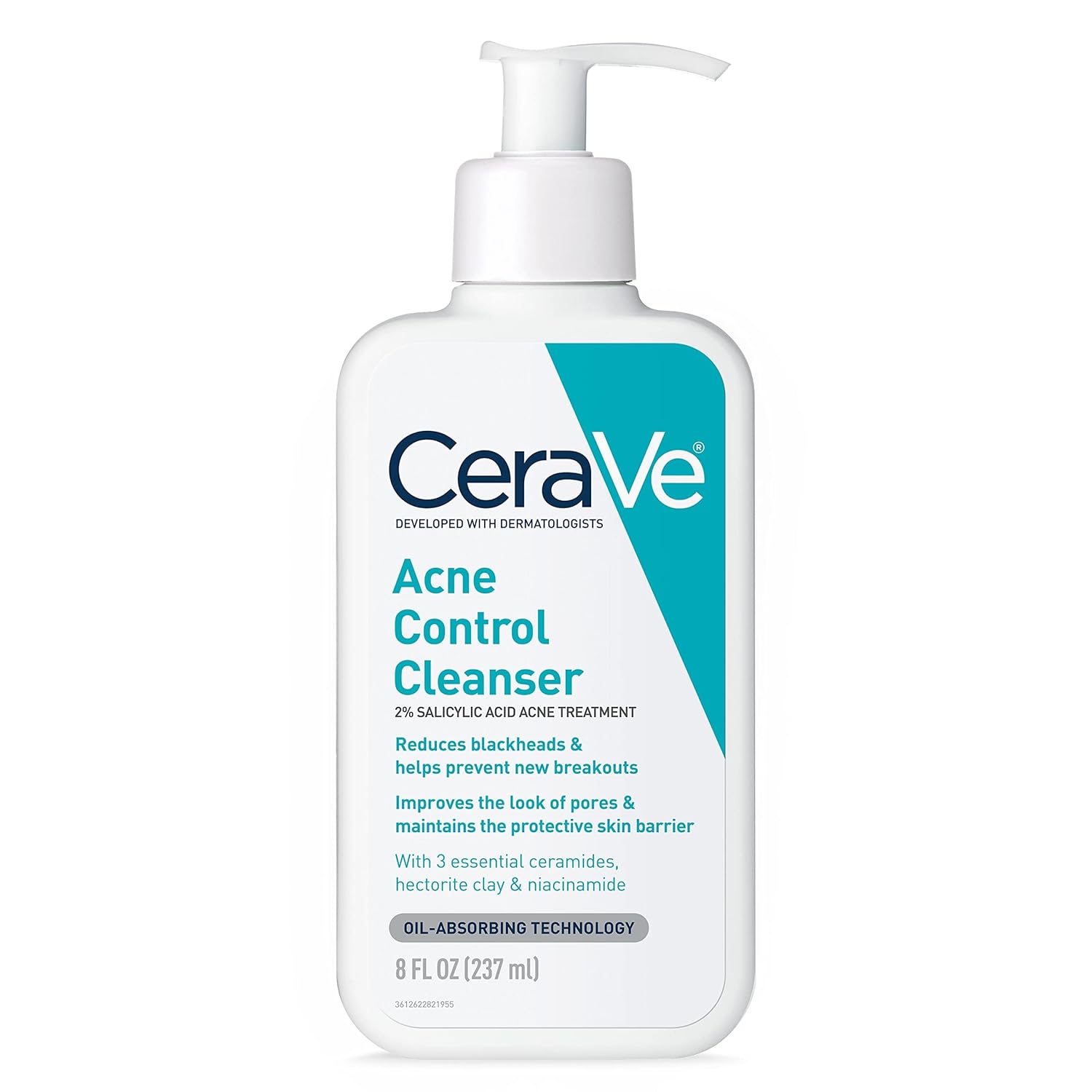 CeraVe Acne Control Cleanser 237ml white pump bottle with turquoise label
