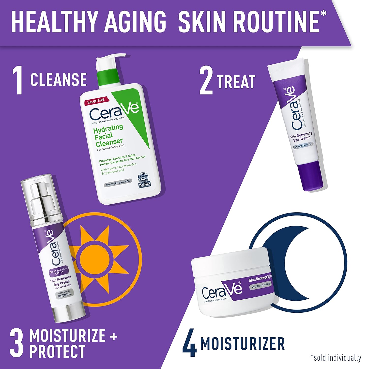 CeraVe Skin Renewing Eye Cream purple tube with white and silver applicator