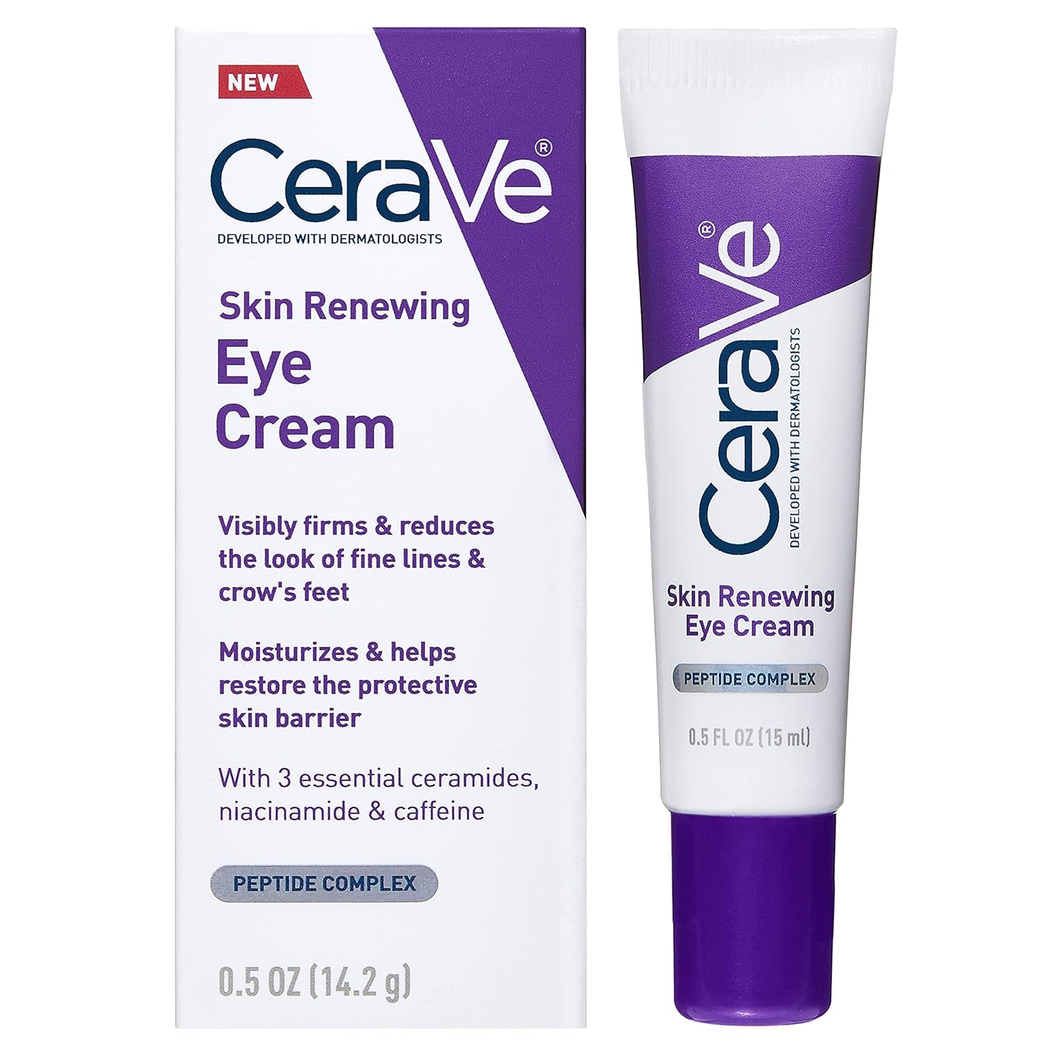 CeraVe Skin Renewing Eye Cream 14.2g purple and white tube with peptide complex