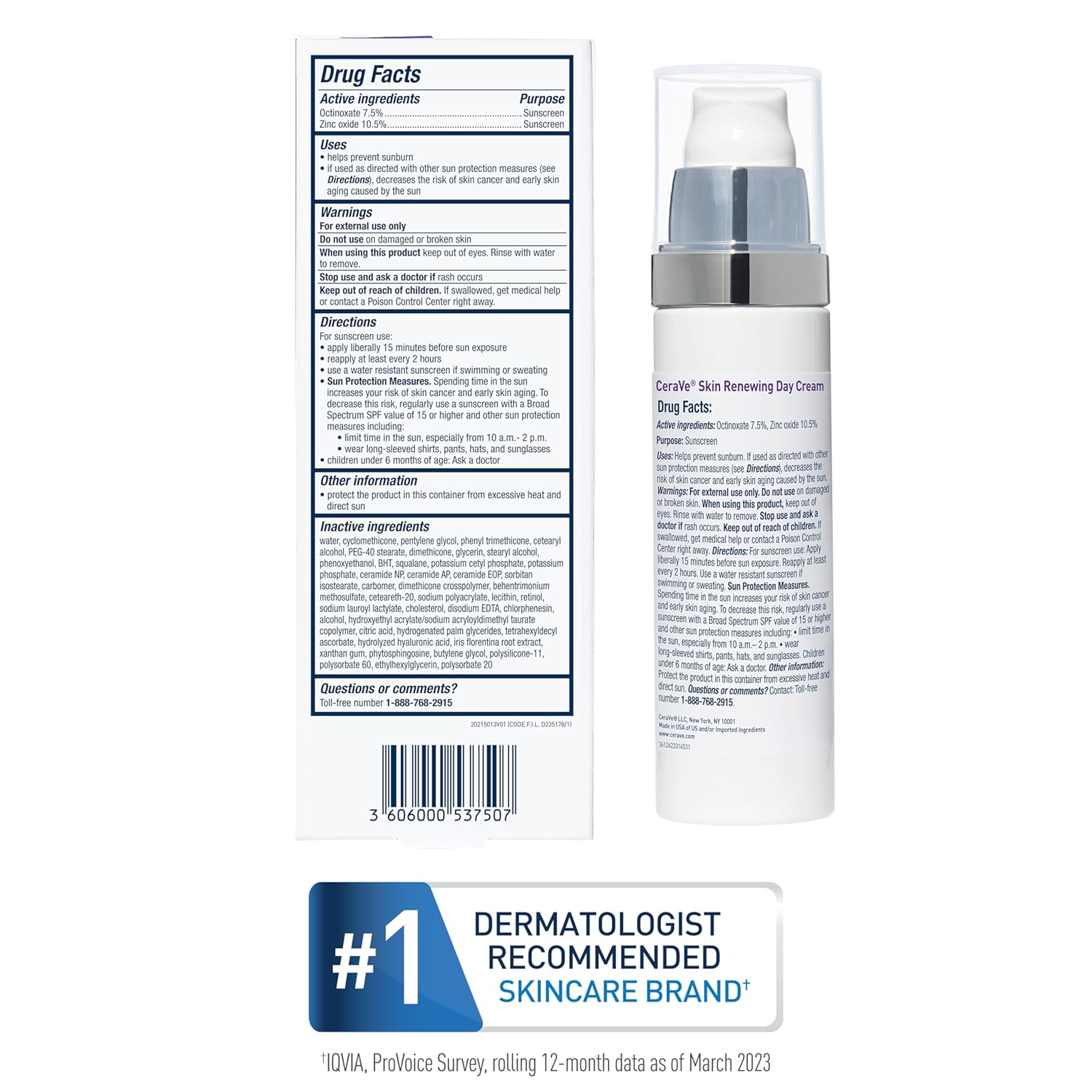 CeraVe Skin Renewing Day Cream with SPF 30 sunscreen pump bottle