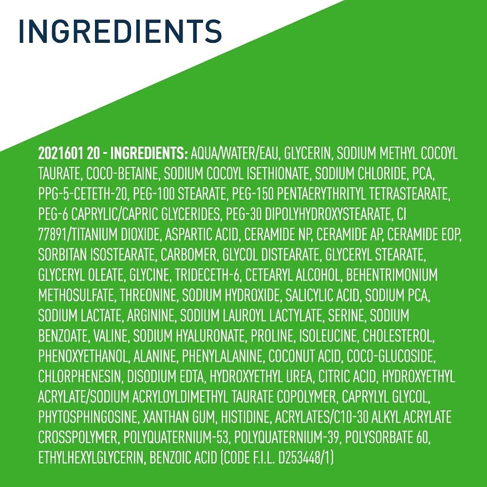CeraVe Hydrating Cream-to-Foam Cleanser 355ml bottle with ingredients list