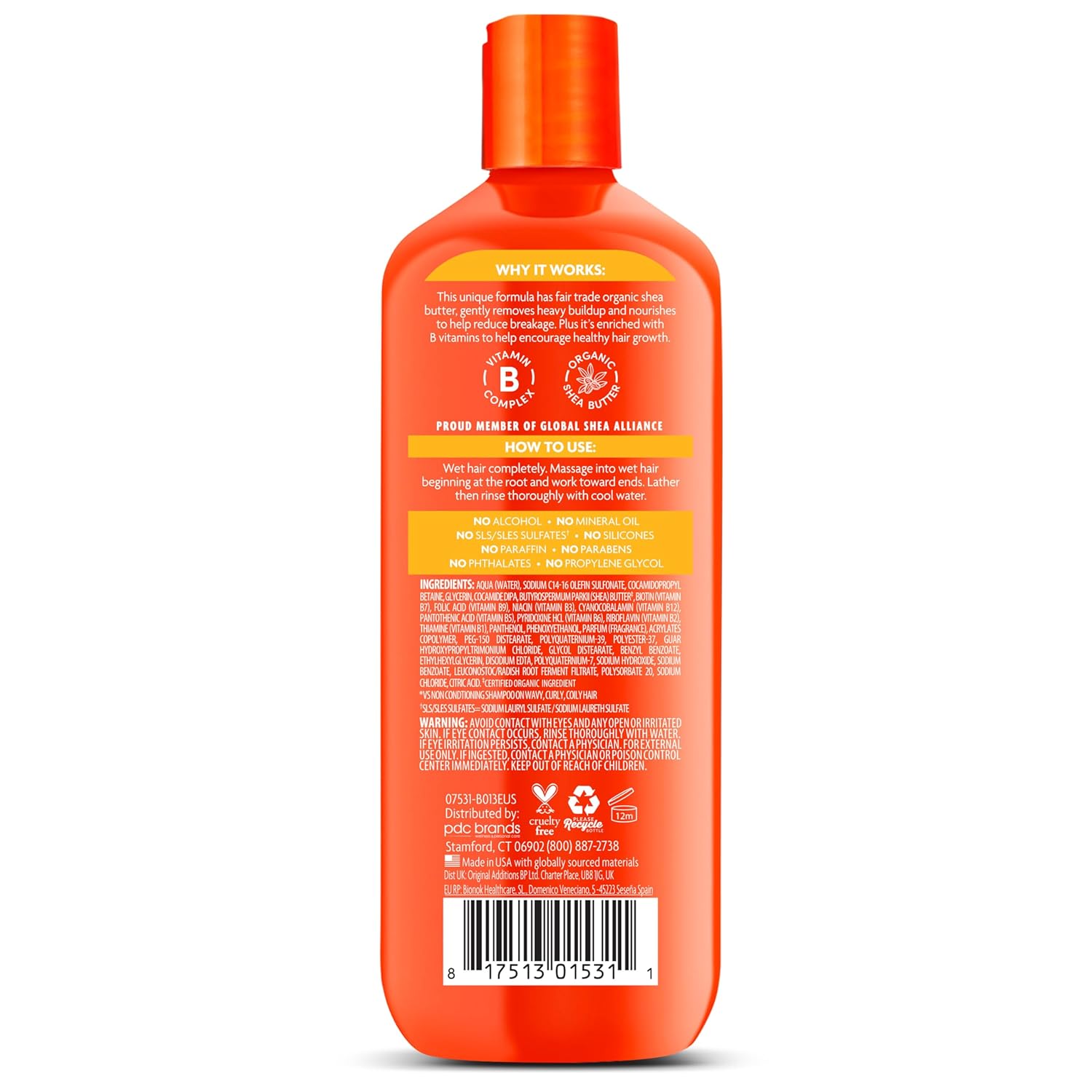 Cantu Shea Butter sulphate-free cleansing cream shampoo 400ml orange bottle