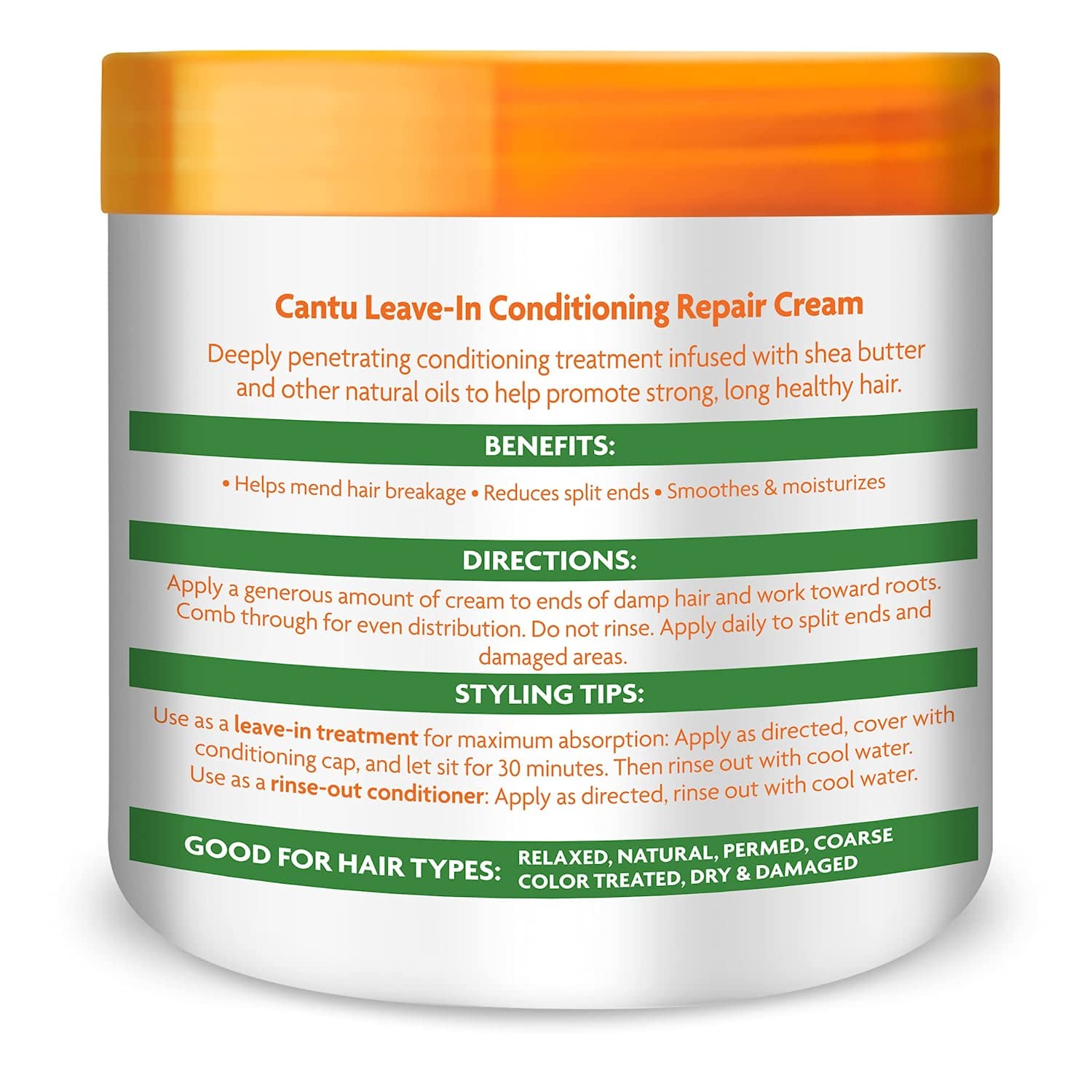 Cantu Shea Butter Leave-In Conditioning Repair Cream 16 ounce jar with gold lid