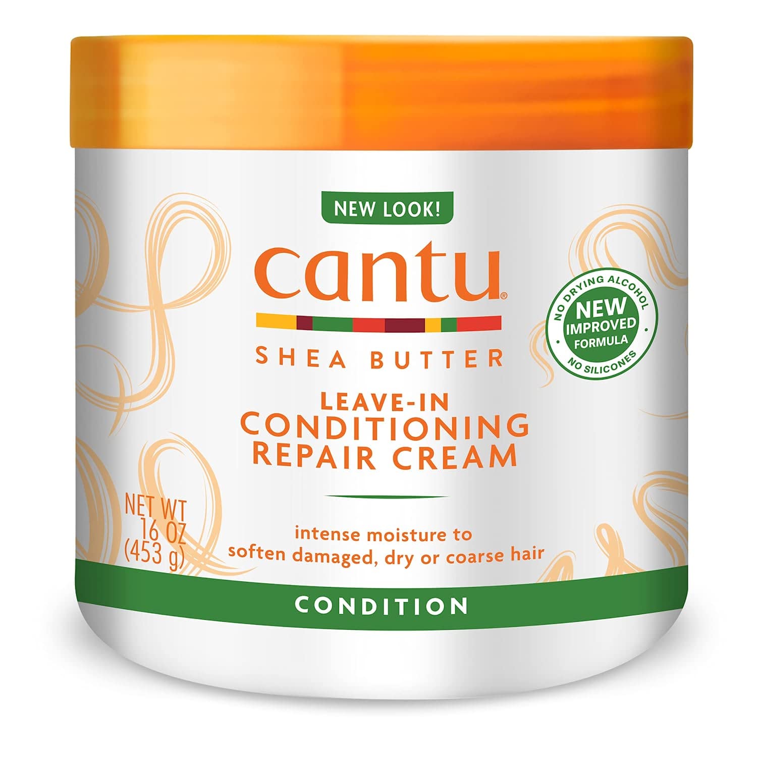 Cantu Shea Butter Leave-In Conditioning Repair Cream 16 ounce jar with orange lid