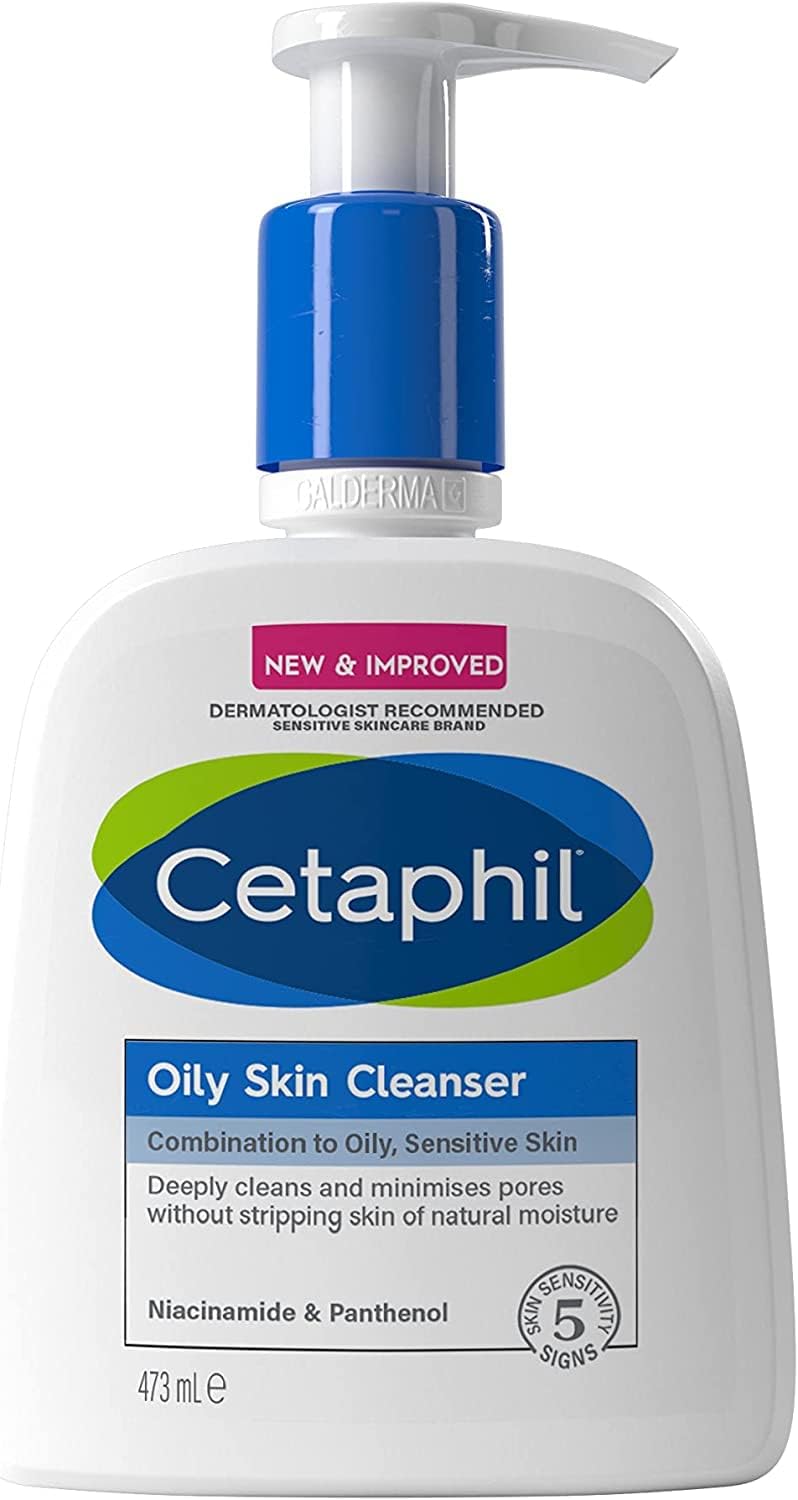 Cetaphil Oily Skin Cleanser 473ml pump bottle with blue band