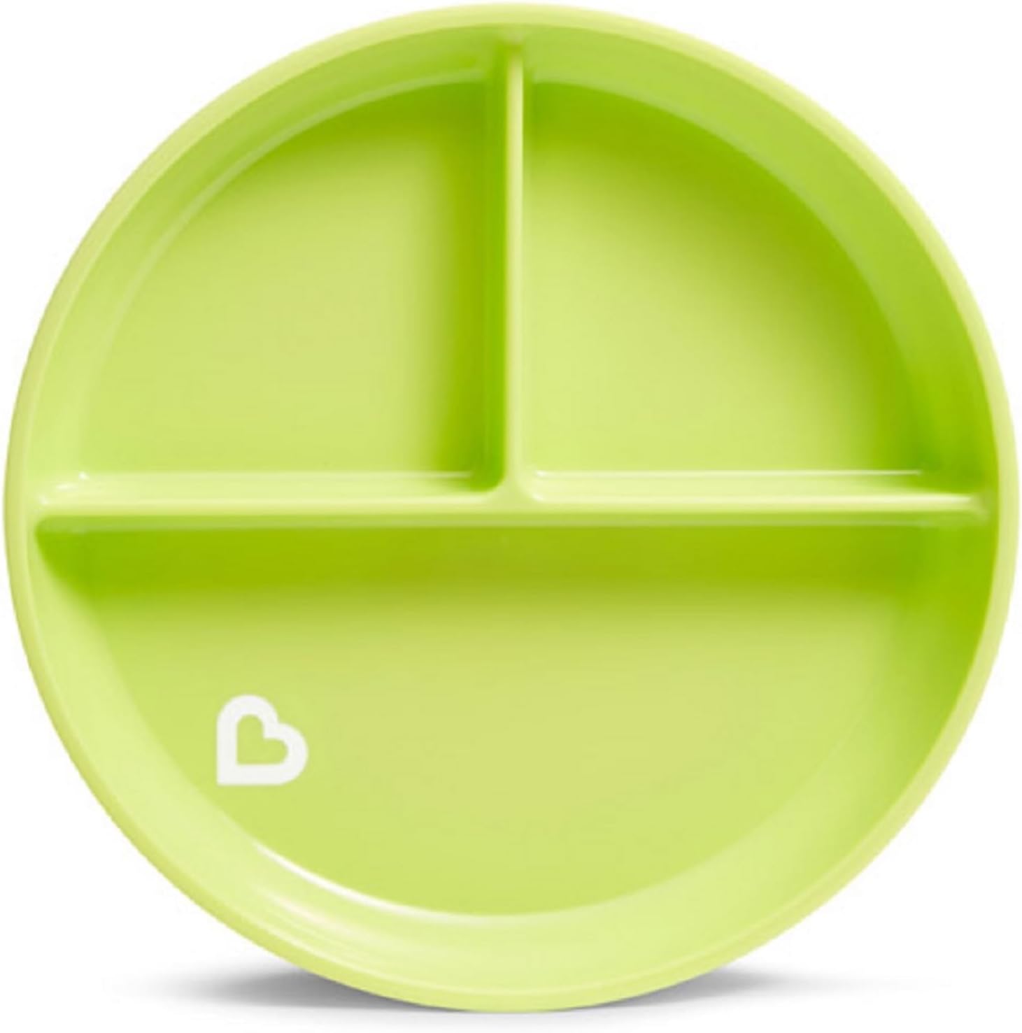 Munchkin Stay Put Suction Plate Divide lime green three-compartment feeding plate
