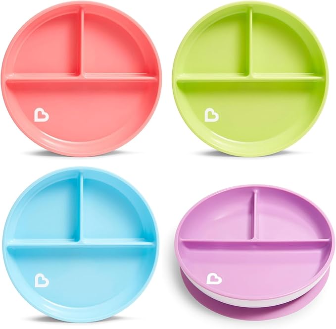 Munchkin Stay Put Suction Plate Divide, pink green blue purple, 6M+