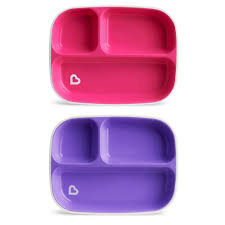 Munchkin Splash Divider Plates two pack pink purple 6M+