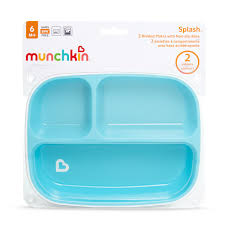 Munchkin Splash Divider Plates two pack turquoise six months plus