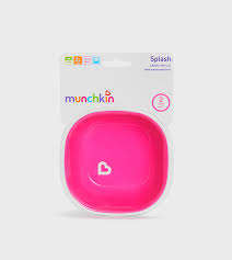 Munchkin Splash pink toddler bowl with heart design, two pack