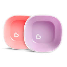 Munchkin Splash toddler bowls two pack pink and purple