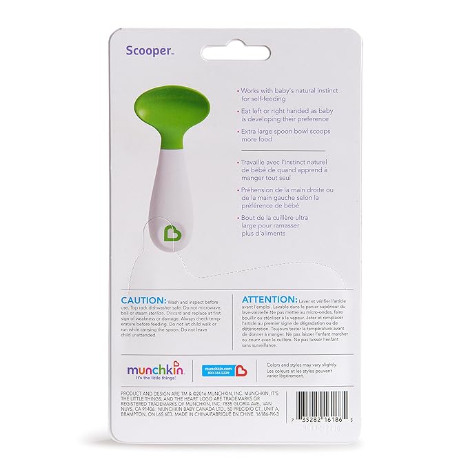 Munchkin Scooper Spoon light blue and green two piece set 9 months plus
